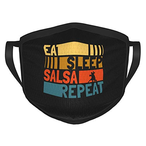 Eat Sleep Salsa Repeat Face Mask Bandana Earloop Mouth Face Coverfor Adult Reusable Men Women Black