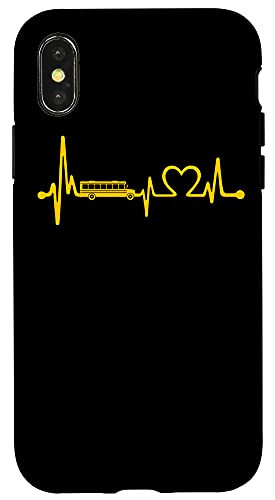 iPhone X/XS Funny School Bus Driver Gift | Love School Bus Heartbeat Case