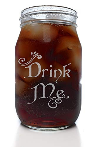 Drink Me Alice in Wonderland Inspired 16 ounce Mason Drinking Jar