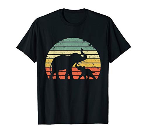 Vintage Elephant Shirt Retro Sunset Colors Silhouette T-Shirt