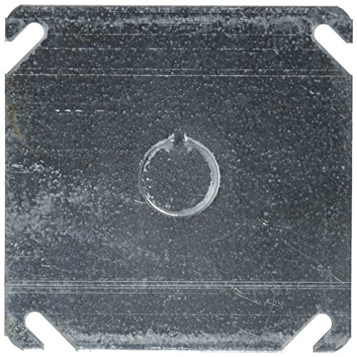 Hubbell-Raco 8753-5 Flat Square Cover with 1/2-Inch Center Knockout, 4-Inch