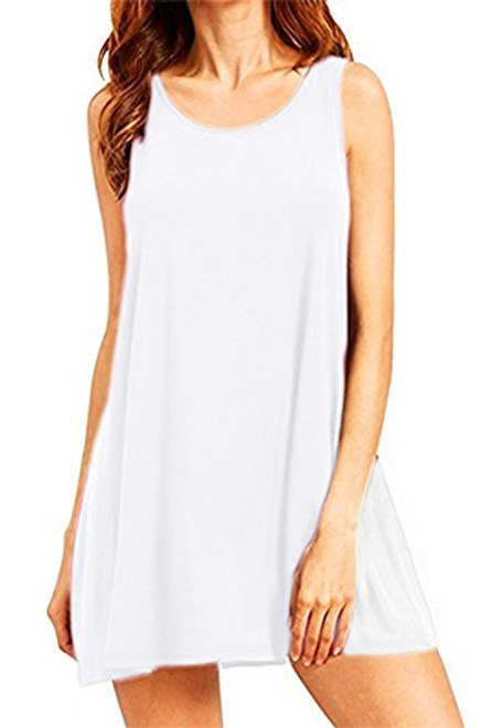 YMING White Shirt Dress for Women Sleeveless Casual Dresses Summer Tunic Dress S YMING White Shirt Dress for Women Sleeveless Casual Dresses Summer Tunic Dress S