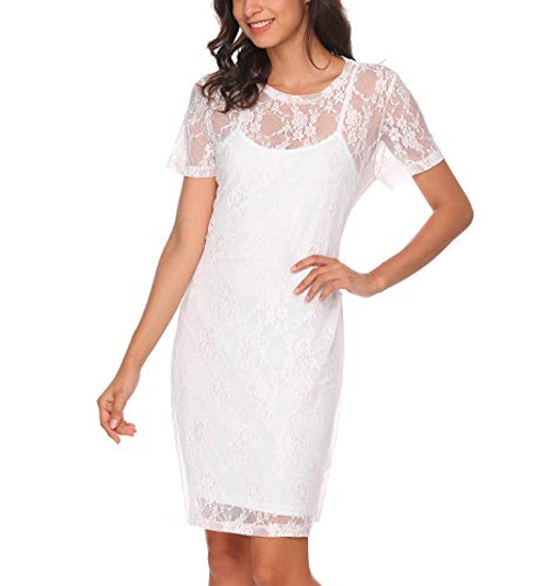 Pinspark Women's Short Sleeve Lace Floral Elegant Cocktail Party Bodycon Dress Sexy Club Dresses White Pinspark Women's Short Sleeve Lace Floral Elegant Cocktail Party Bodycon Dress Sexy Club Dresses White