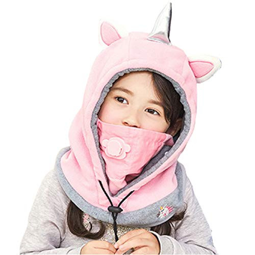 TRIWONDER Kids Balaclava Face Mask Fleece Ski Mask Neck Warmer Nose Warmer Face Cover Winter Animal Hood Hat for Boys Girls -Pink - Unicorn-