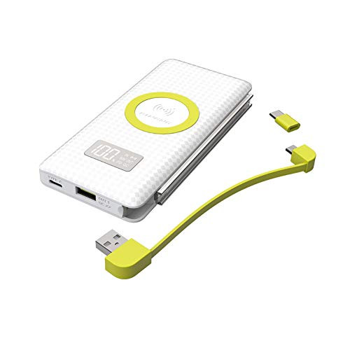 Portable Charger 10000mAh External Battery Pack High-Speed Smart Charger Power Bank Quick Charge 3 Output Ports Compatible- White