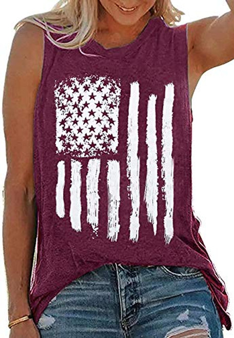 American Flag Tank Tops Women Patriotic Shirt USA Flag Sleeveless T-Shirt 4th of July Tee Tops -Purple- M- American Flag Tank Tops Women Patriotic Shirt USA Flag Sleeveless T-Shirt 4th of July Tee Tops -Purple- M-