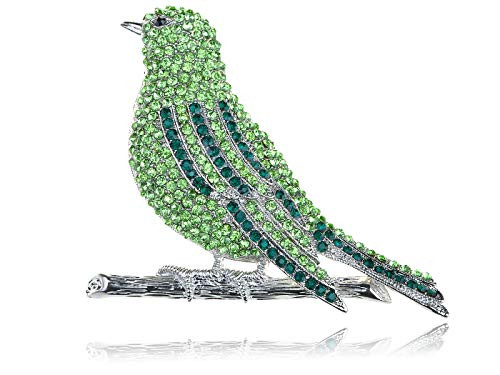 Alilang Silvery Tone Shine Emerald Green Crystal Rhinestone Bird Branch Brooch Pin Pendent Alilang Silvery Tone Shine Emerald Green Crystal Rhinestone Bird Branch Brooch Pin Pendent