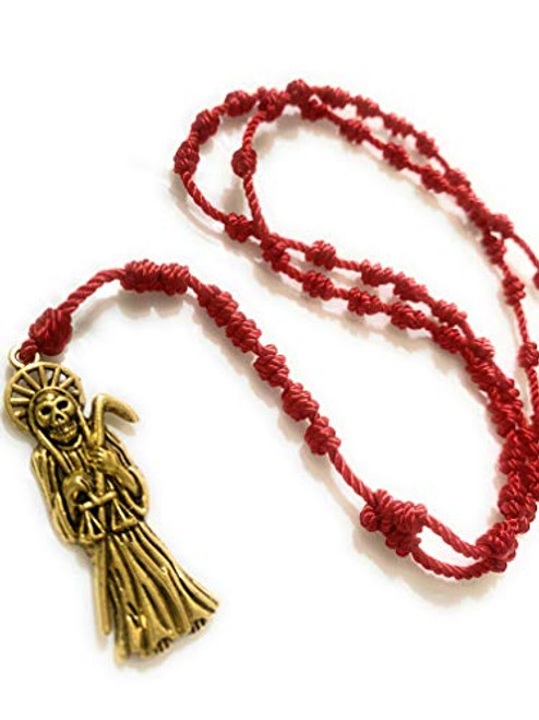 Santa Muerte thread rosary. Rosario de hilo de la Santa Muerte. -Red-
