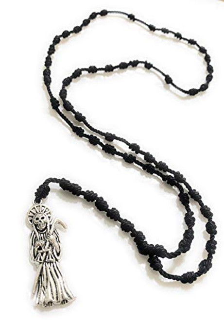 Santa Muerte thread rosary. Rosario de hilo de la Santa Muerte. -Black-