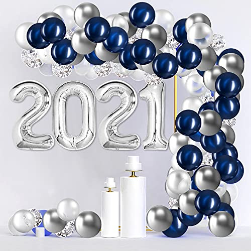 Larchio 2021 Navy Blue Graduation Balloon Garland Arch Kit- Blue White Silver Balloons and Confetti Balloons for Class of 2021 Graduation Party Supplies Decorations Larchio 2021 Navy Blue Graduation Balloon Garland Arch Kit- Blue White Silver Balloons and Confetti Balloons for Class of 2021 Graduation Party Supplies Decorations
