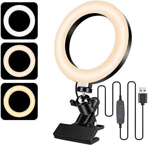 Video Conference Lighting Kit 3200k-6500K Dimmable Led Ring Lights Clip on Laptop Monitor for Remote Working/Zoom Calls/Self Broadcasting/Live Streaming/YouTube Video