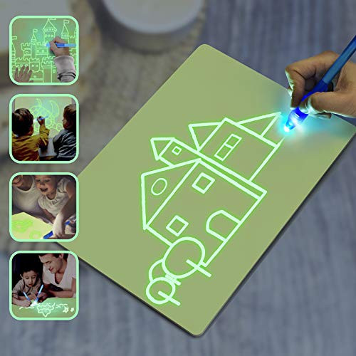Doodle Board Light Up Drawing Board for Kids Light Drawing Pad Magic Pad Kids Drawing Tablet with Magic Pen Glow in Dark Painting Writing Board Developing Drawing Skills Gifts for Boys Girls -A4-