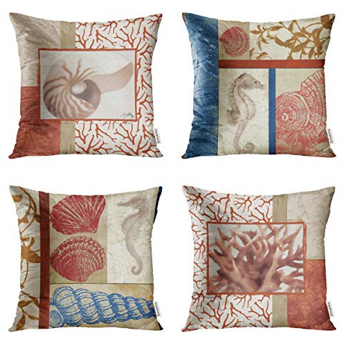 Taysta Pack of 4 Throw Pillow Covers Cases Coral Branch Coastal Nautical Surroundings Squares Nature Merry Christmas Decorative Square Pillowcase Cover Case Cushion Home Decor 18 x 18 Inches Taysta Pack of 4 Throw Pillow Covers Cases Coral Branch Coastal Nautical Surroundings Squares Nature Merry Christmas Decorative Square Pillowcase Cover Case Cushion Home Decor 18 x 18 Inches