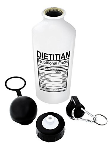 ThisWear Registered Dietitian Gifts for Women Dietitian Nutritional Facts Dietitian Gift Ideas Gift Aluminum Water Bottle with Cap  and  Sport Top White