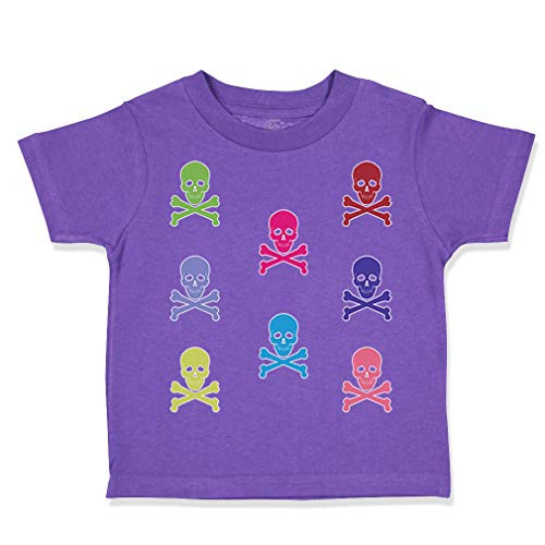 Custom Toddler T-Shirt Skulls Funny Humor Cotton Boy  and  Girl Clothes Funny Graphic Tee Purple Design Only 3T