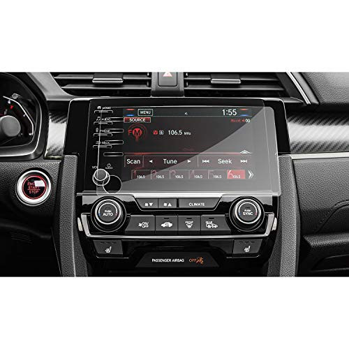 [2 PCS] Screen Protector for 2019 Civic LX EX Touring Si EX-L Audio HD Crystal Clear Center in-Dash Navigation Touch PET Plastic High Clarity Anti-Glare Protective Film (with 4 Holes)