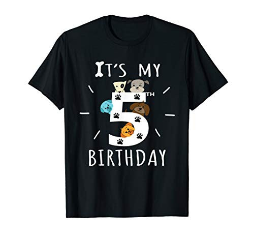 It's My 5th Birthday Dog Lover Theme 5 Years Old Puppy T-Shirt