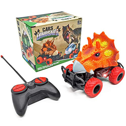 Dinosaur Toy RC Cars 1-34 Scale- Dinosaur Toys for Kids 3-5- Remote Control Car Toys for 3-7 Year Old Boys- Christmas Birthday Gifts for Kids 3-4-5-6-7 Year Old Boys Girls -Orange-