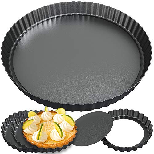 Tart Pan and Quiche Pan by Zerodish - Non stick 9 Inch and 4 Inch Mini Tart Pans with Removable Bottom Set of 5 - Extra thick with Loose Bottom Ideal for Baking Pies- Tarts- Quiches and Pans Tart Pan and Quiche Pan by Zerodish - Non stick 9 Inch and 4 Inch Mini Tart Pans with Removable Bottom Set of 5 - Extra thick with Loose Bottom Ideal for Baking Pies- Tarts- Quiches and Pans