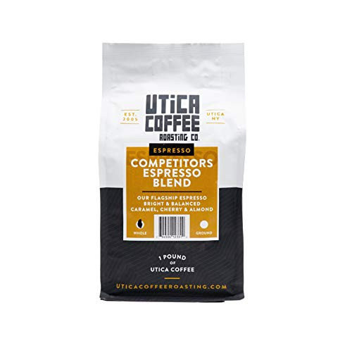 Utica Coffee Roasting Co. Competitor's Espresso Blend | Specialty Medium Roast Whole Bean Coffee | 16 Oz Reclosable Bag