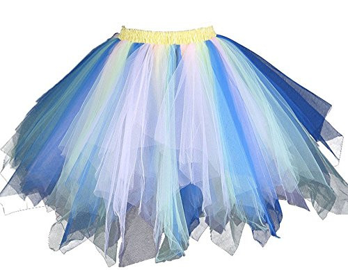 MsJune Women's 1950s Vintage Petticoats Crinolines Bubble Tutu Dance Half Slip Skirt Blue  and  Pink-S/M