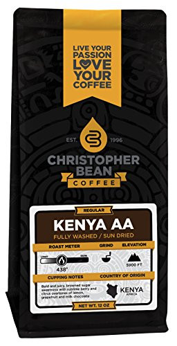 Christopher Bean Coffee Whole Bean Coffee, Kenya Blend, 12 Ounce