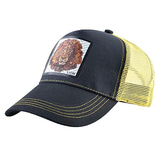 Unisex Animal Mesh Trucker Hat Lion Adjustable Snapback Baseball Caps -Yellow-