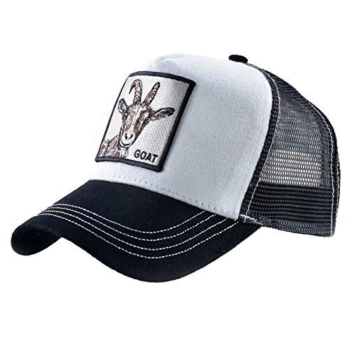 Unisex Animal Mesh Trucker Hat Snapback Embroidered Patch Baseball Caps -Black White Goat- Unisex Animal Mesh Trucker Hat Snapback Embroidered Patch Baseball Caps -Black White Goat-