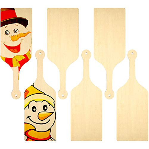 Tessco 6 Pieces Mini Wooden Cutting Board with Handle 9.1 x 3.1 Inch Rustic Serving Paddle Small Wooden Chopping Board Flexible Serving Board Reversible Cooking Butcher Block for Vegetables Fruit