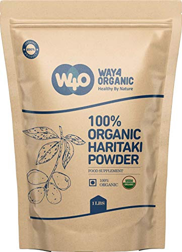 Organic Haritaki Powder 1lb -16 Ounces-- Terminalia Chebula -Kadukkai- - Detoxification  and  Rejuvenation*- Good for Hair  and  to Reduce Dark Circles - Way4Organic