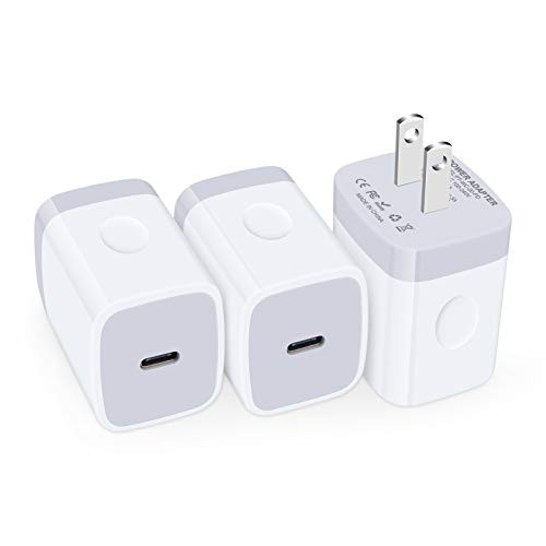 USB C Charger- 3 Pack 18W PD Fast Charging Block Wall Charger Adapter Type C Charging Plug Box Cube Brick Compatible with iPhone 12/11/11 Pro Max/XS- Pixel 5/4/3- Galaxy S21/S20/S10/Note 20/Note 10