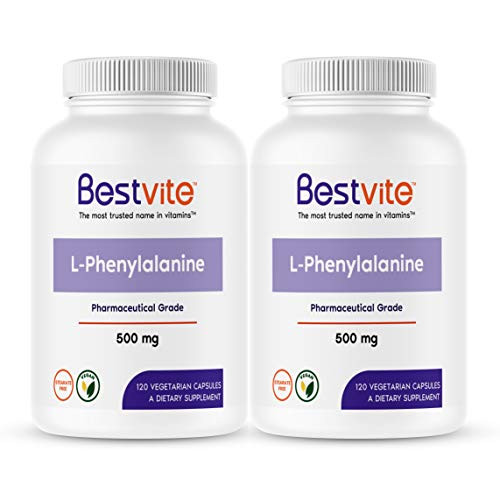 L-Phenylalanine 500mg -240 Vegetarian Capsules- -2-Pack- - No Stearates - Vegan - Gluten Free - Non GMO L-Phenylalanine 500mg -240 Vegetarian Capsules- -2-Pack- - No Stearates - Vegan - Gluten Free - Non GMO
