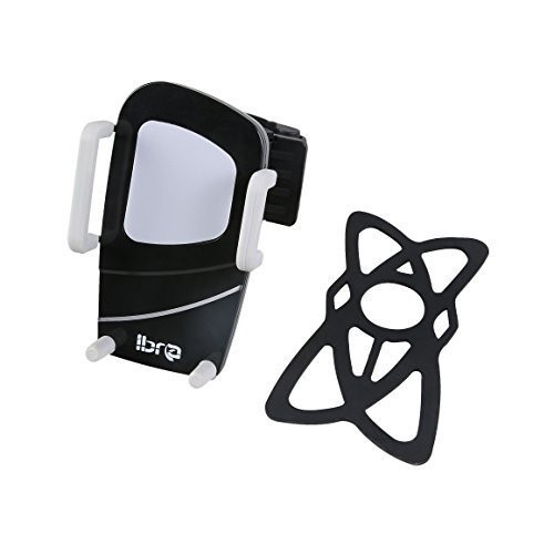 IBRA Bike Phone Mount Bicycle Holder, Universal Cradle Clamp for iOS Android Smartphone, Boating GPS, Other Devices,360 Degrees Rotatable, Rubber Strap.
