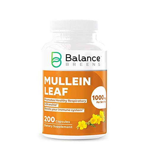 Balance Breens Mullein Leaf 1000 mg Supplement - Support Respiratory  and  Bronchial Health and Build Natural Immune Function - 200 Count
