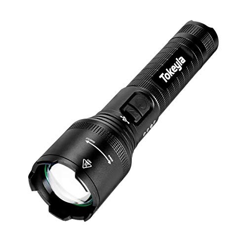Tokeyla 18650 Battery Flashlight Super Bright 1500 Lumens 5 Modes USB Rechargeable Flashlight IPX5 Waterproof Zoomable LED Handheld Flashlight for Camping Hiking Emergency