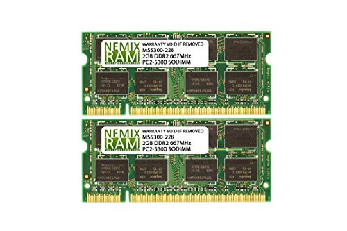 4GB -2x2GB- DDR2-667MHz PC2-5300 2Rx8 1.8V SODIMM Laptop Memory
