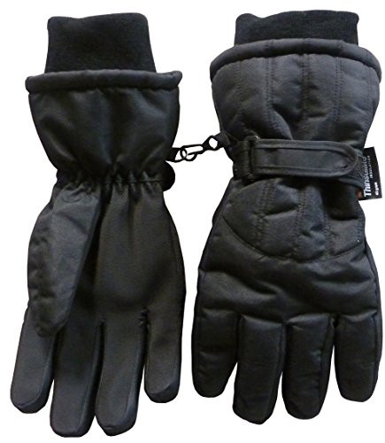 N'Ice Caps Women's Cold Weather Thinsulate and Waterproof Ski Gloves with Ridges -Large/X-Large- Black-
