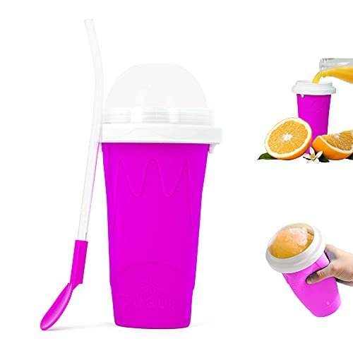 Slushie Maker Cup- Magic Quick Frozen Smoothies Cup Cooling Cup Double Layer Squeeze Cup Slushy Maker- Homemade Ice Cream Maker DIY it for Children and Family -PURPLE- Slushie Maker Cup- Magic Quick Frozen Smoothies Cup Cooling Cup Double Layer Squeeze Cup Slushy Maker- Homemade Ice Cream Maker DIY it for Children and Family -PURPLE-
