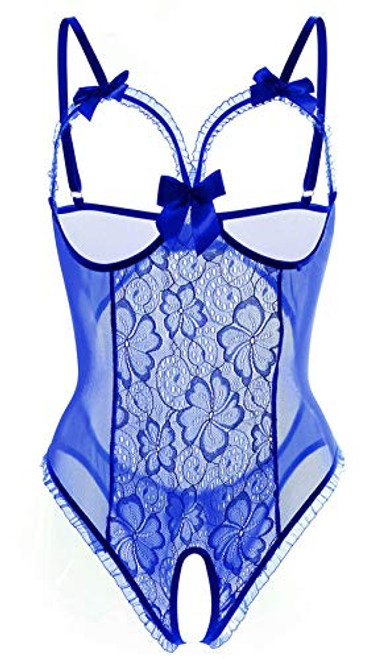Lingerie for Women One-Piece Teddy Lingerie Sexy Bodysuit Lace Nightie -Blue- L- Lingerie for Women One-Piece Teddy Lingerie Sexy Bodysuit Lace Nightie -Blue- L-