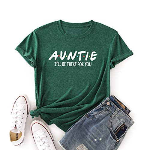 NIHONGR Auntie T-Shirt Women Cute Aunt Gifts Tee Shirt Short Sleeve Casual Top Shirt-Dark Green- NIHONGR Auntie T-Shirt Women Cute Aunt Gifts Tee Shirt Short Sleeve Casual Top Shirt-Dark Green-