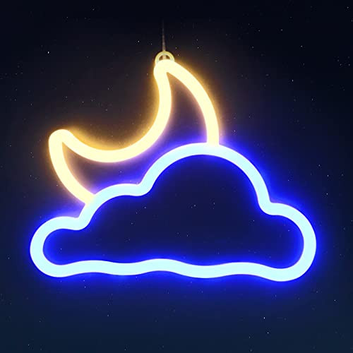 YR Cloud and Moon Neon Signs- Hanging Neon Sign Light- LED Neon Light Wall Decor- Battery or USB Powered Light Up Neon Sign for Bedroom- Kids Room- Living Room- Bar- Party- Christmas- Wedding YR Cloud and Moon Neon Signs- Hanging Neon Sign Light- LED Neon Light Wall Decor- Battery or USB Powered Light Up Neon Sign for Bedroom- Kids Room- Living Room- Bar- Party- Christmas- Wedding