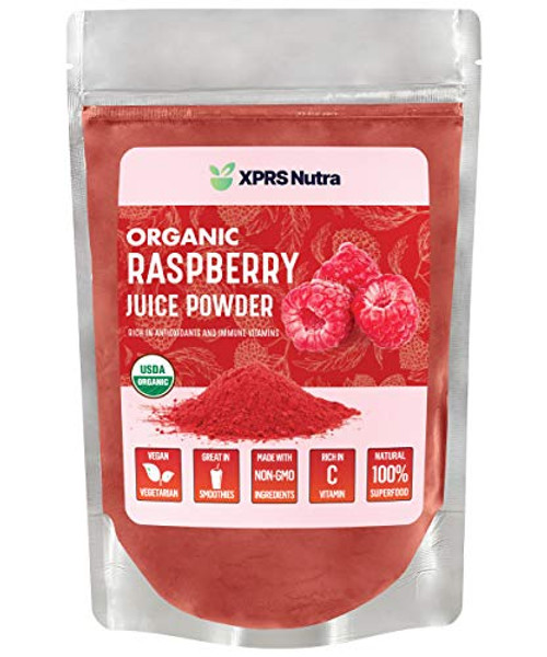 XPRS Nutra Organic Raspberry Juice Powder - Raspberry Powder Supplement - Raspberry Juice Powder Organic Fruit - Immune System Support with Vitamin C - Vegan Smoothie and Drink Supplement - -8 oz-