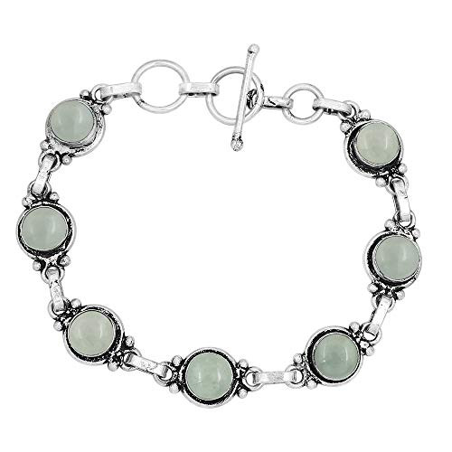 Aquamarine Bracelet 925 Silver Overlay Handmade Boho Style Jewelry
