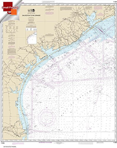 Paradise Cay Publications- Inc. NOAA Chart 11300- Galveston to Rio Grande 21.00 x 26.44 -Small Format Waterproof-