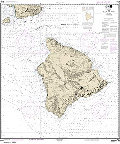Paradise Cay Publications NOAA Chart 19320- Island of Hawai'i 21.00 x 17.49 -Small Format Waterproof-