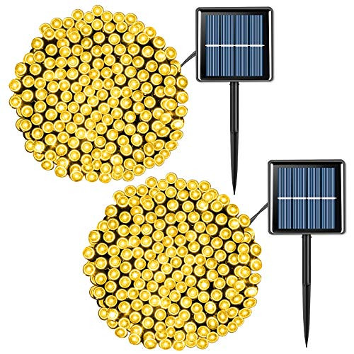 Solar String Lights Outdoor Waterproof- 2 Pack Each 33ft 100 LED Solar Christmas Lights Warm White- 8 Modes Solar Twinkle Lights for Garden Yard Tree Patio Party Fence Holiday Wedding Decoration Solar String Lights Outdoor Waterproof- 2 Pack Each 33ft 100 LED Solar Christmas Lights Warm White- 8 Modes Solar Twinkle Lights for Garden Yard Tree Patio Party Fence Holiday Wedding Decoration