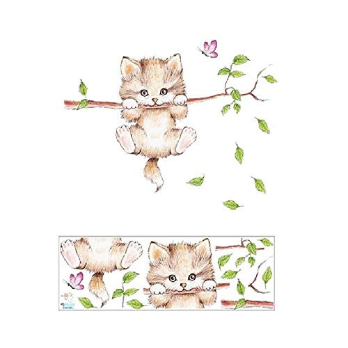 EpicGifts Kitten Wall Decal - 3D Kitten Cat Wall Decal Sticker Home Decor Funny Sticker Waterproof Cat Decal