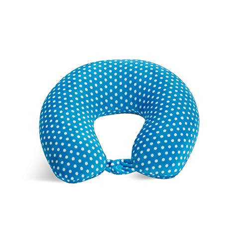 World's Best Feather Soft Microfiber Neck Pillow, Turquoise Mini Polka Dot