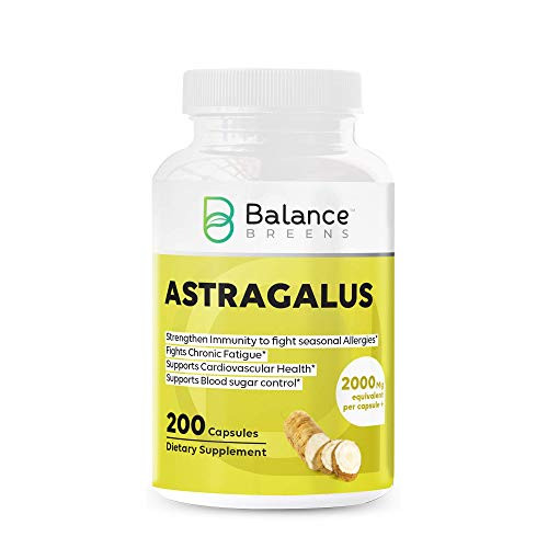 Balance Breens Astragalus Root Health Supplement  Supports Cardiovascular Health and Healthy Immune Functions  2000 mg Equivalent per Capsule 200 Count