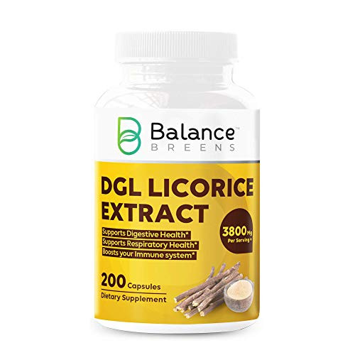 Balance Breens DGL Deglycyrrhizinated Licorice Supplement 3800 mg Equivalent of Licorice Root - Support Gastrointestinal Health - Healthy Digestion and Supports Gut Health  200 Capsules